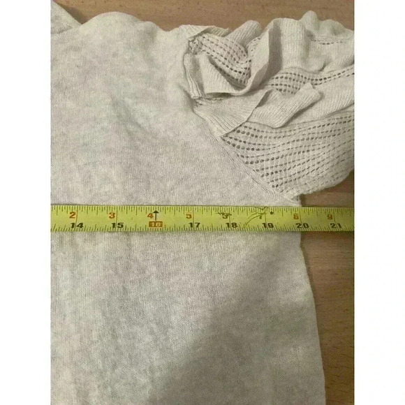 Rachel Parcell Ruffle Pointelle Short Sleeve Cardigan Sweater Size M - Picture 10 of 11